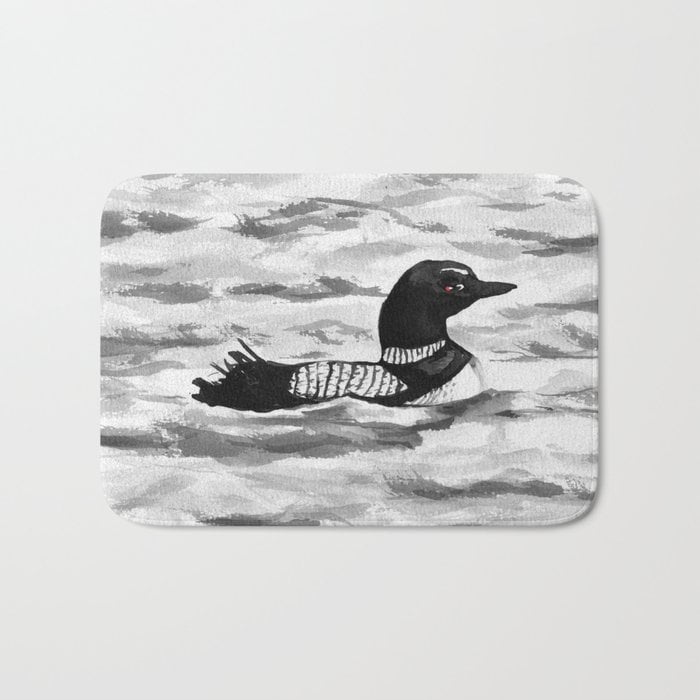 Common Loon Bath Mat - Wildlife Bathroom Mats - Bird Bath Decor - Bathroom Rugs - Home Decor Brazen Design Studio Light Gray