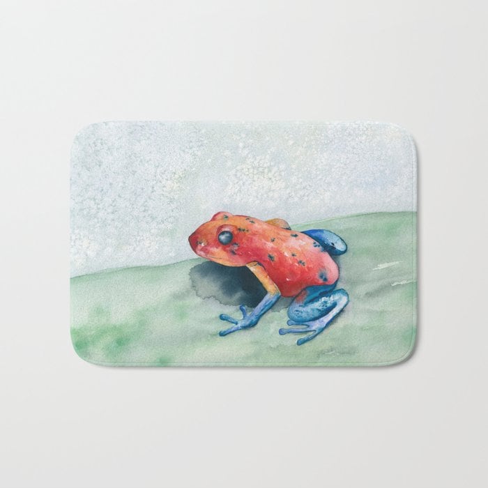 Bluejean Frog Bath Mat - Wildlife Bathroom Mats - Bird Bath Decor - Bathroom Rugs - Home Decor Brazen Design Studio Light Gray