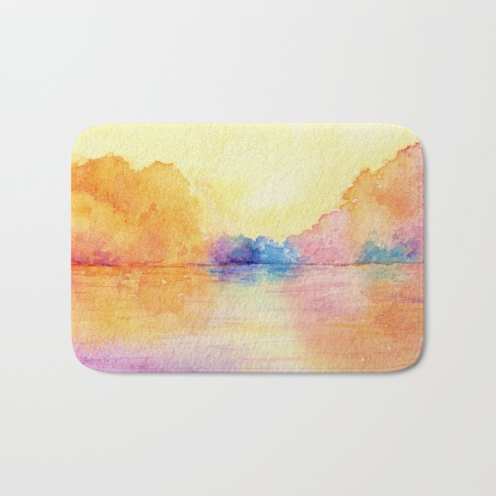 Autumn Reflections Bath Mat - Landscape Bathroom Mats - Bath Decor - Bathroom Rugs - Home Decor Brazen Design Studio Light Gray