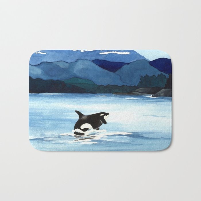Orca Bath Mat - Nature Bathroom Mats - Bath Decor - Bathroom Rugs - Home Decor Brazen Design Studio Lavender