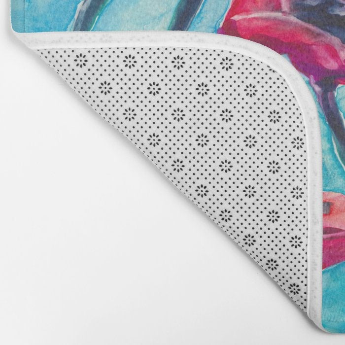Poppy Sky Bath Mat - Floral Bathroom Mats - Flower Bath Decor - Bathroom Rugs - Home Decor Brazen Design Studio Light Gray