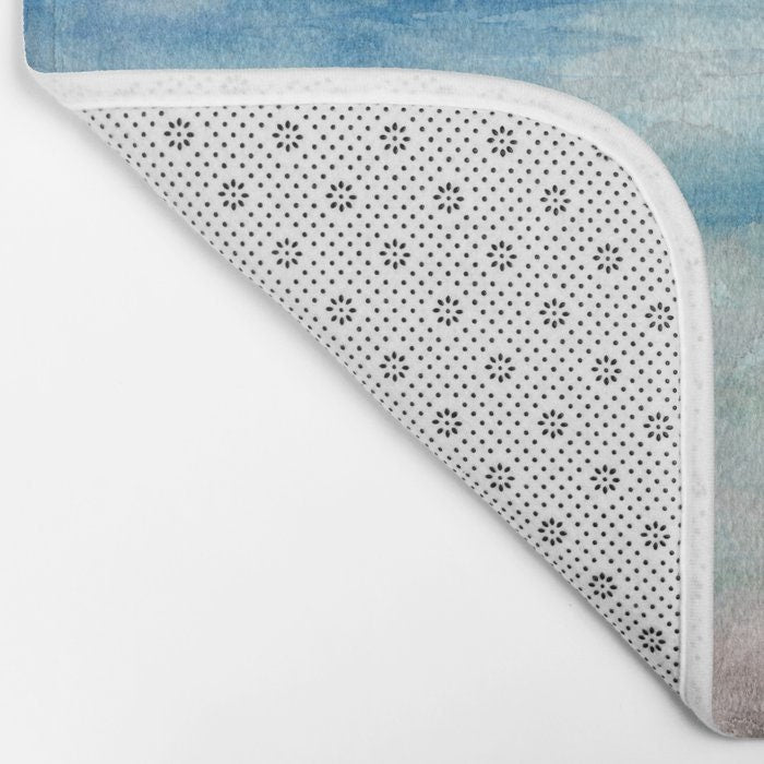 Aegean Sea Bath Mat - Landscape Bathroom Mats - Bath Decor - Bathroom Rugs - Home Decor Brazen Design Studio Light Gray