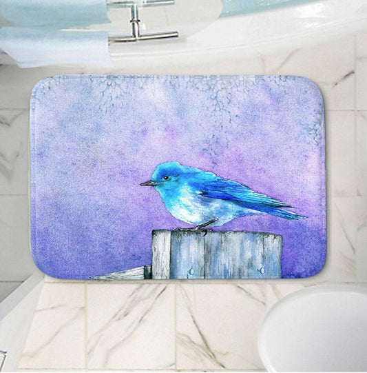 Bluebird Bath Mat - Wildlife Bathroom Mats - Bird Bath Decor - Bathroom Rugs - Home Decor Brazen Design Studio Light Gray