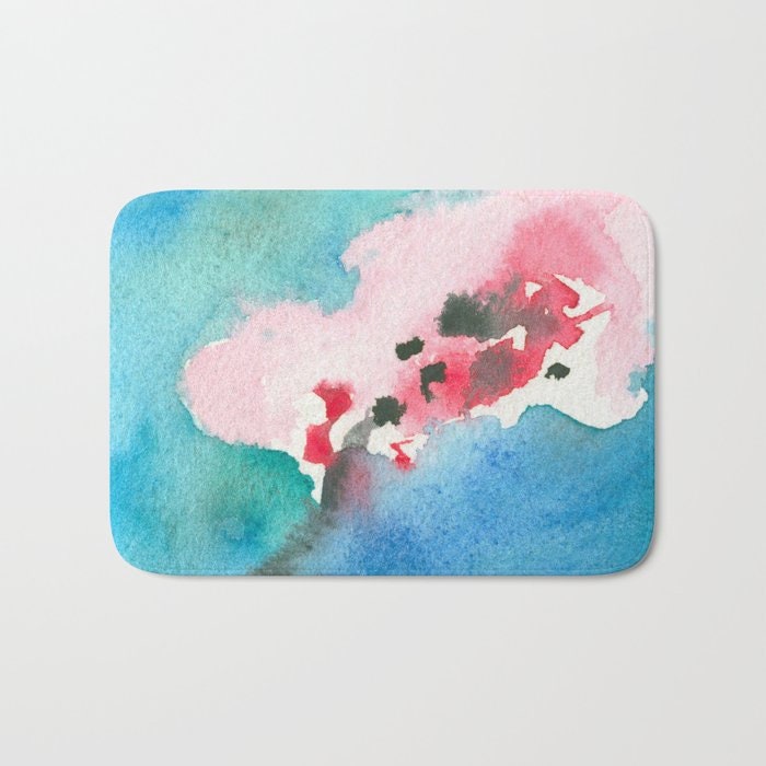 Cherry Blossom Bath Mat - Floral Bathroom Mats - Flower Bath Decor - Bathroom Rugs - Home Decor Brazen Design Studio Antique White