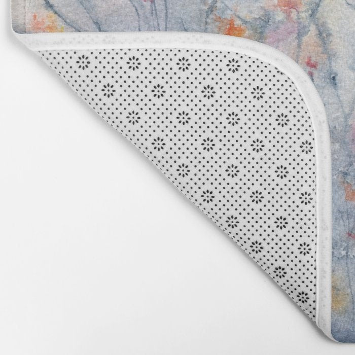 Wildflowers Bath Mat - Floral Bathroom Mats - Flower Bath Decor - Bathroom Rugs - Home Decor Brazen Design Studio Light Gray