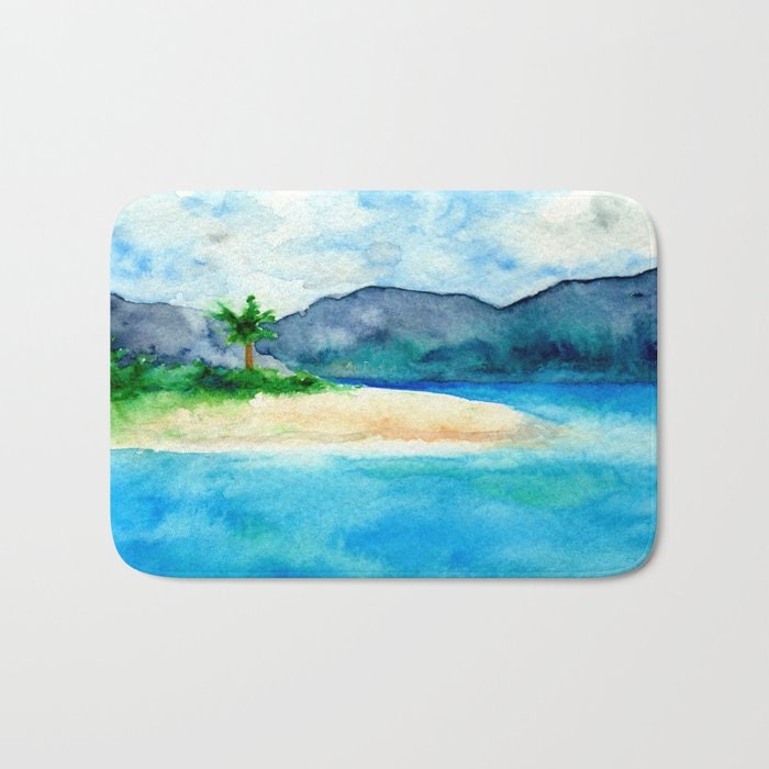 Sandy Cove Bath Mat - Landscape Bathroom Mats - Bath Decor - Bathroom Rugs - Home Decor Brazen Design Studio Lavender