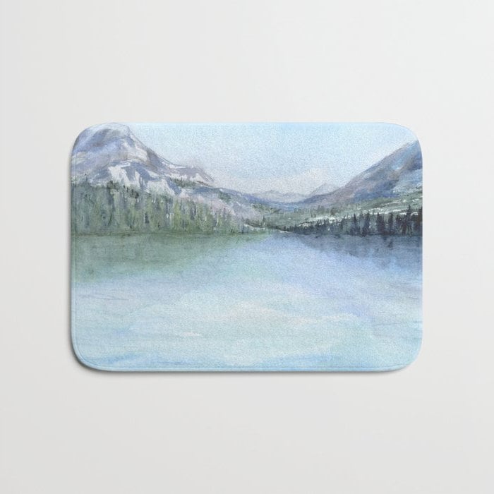 Misty Mountains Bath Mat - Landscape Bathroom Mats - Bath Decor - Bathroom Rugs - Home Decor Brazen Design Studio Lavender
