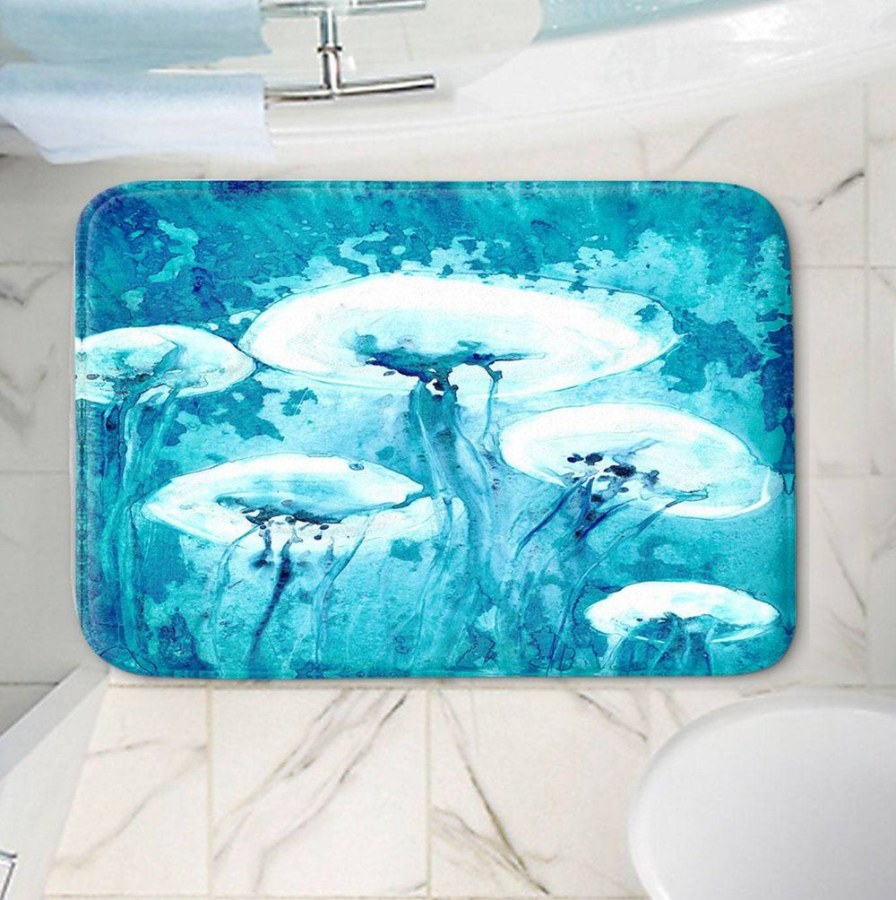 Jellyfish Bath Mat - Nature Bathroom Mats - Bath Decor - Bathroom Rugs - Home Decor Brazen Design Studio Light Sea Green