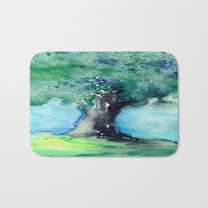 Oak Tree Bath Mat - Landscape Bathroom Mats - Nature Bath Decor - Bathroom Rugs - Home Decor Brazen Design Studio Dim Gray