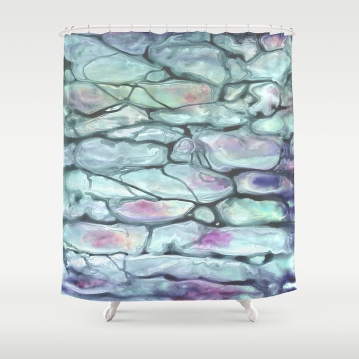 Shower Curtain Abstract Seascape Painting - Artistic Bathroom - Colorful Modern Vibrant Bathroom Decor - Invidia Brazen Design Studio Lavender