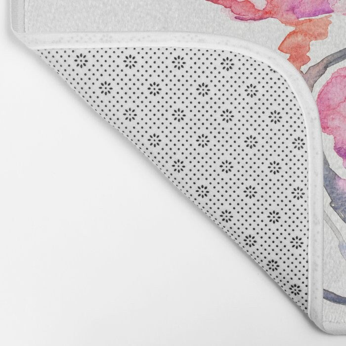 Japanese Magnolia Bath Mat - Floral Bathroom Mats - Flower Bath Decor - Bathroom Rugs - Home Decor Brazen Design Studio Light Gray