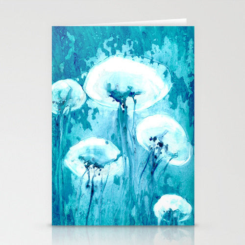 Jellyfish Art Card Ocean Life Water Painting Brazen Design Studio Sky Blue