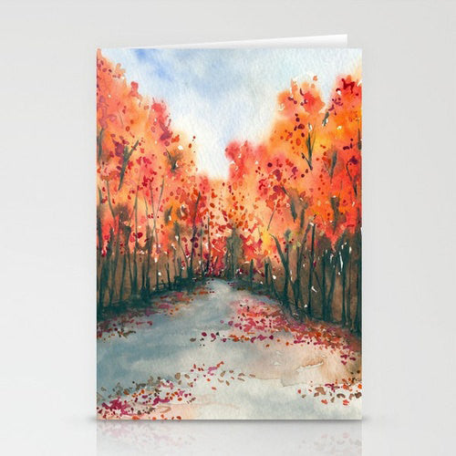 Autumn Landscape Painting Reproduction Art Card Brazen Design Studio Salmon