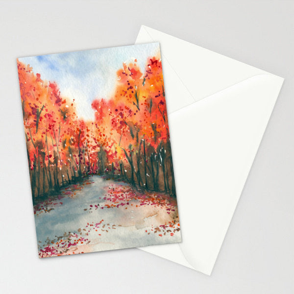 Autumn Landscape Painting Reproduction Art Card Brazen Design Studio Salmon