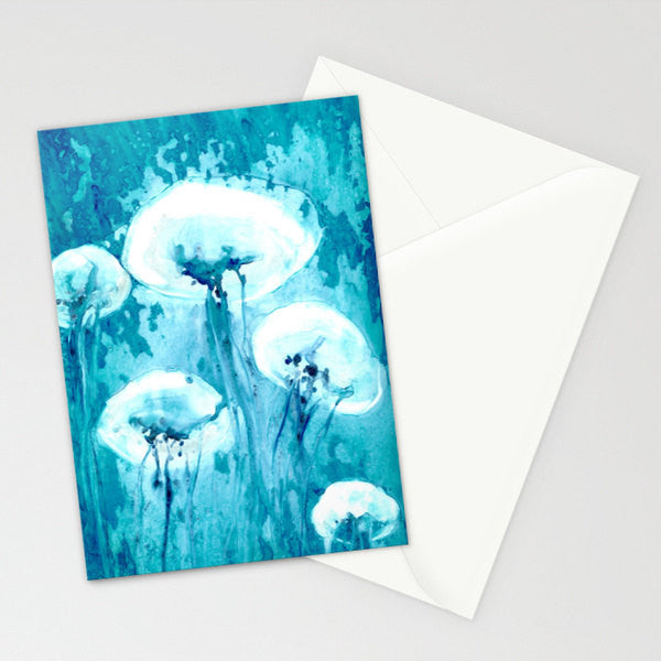 Jellyfish Art Card Ocean Life Water Painting Brazen Design Studio Sky Blue