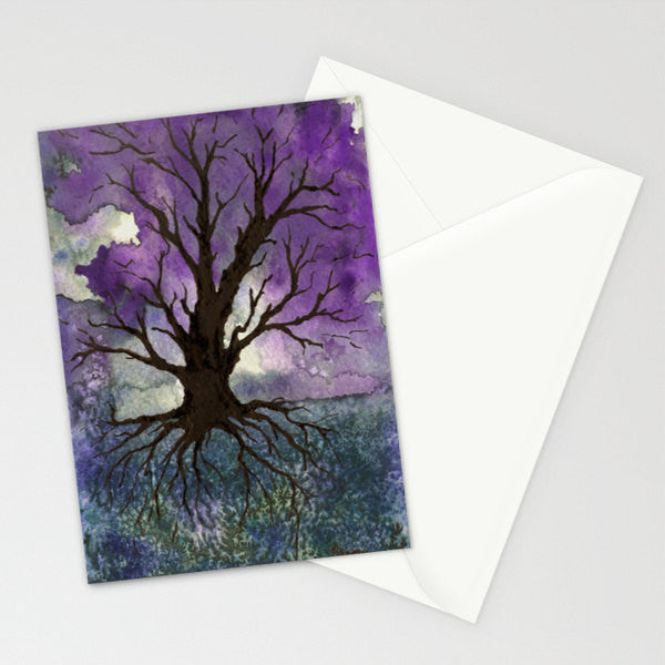Tree of Life Art Card Gothic Landscape Painting Brazen Design Studio Dim Gray