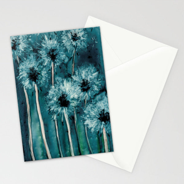 Dandelion Wishes - Floral Botanical Watercolor Painting Art Card Brazen Design Studio Dark Slate Gray