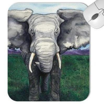 Mousepad - Elephant Wildlife Watercolor Painting - Reproduction Art for Home or Office Brazen Design Studio Dark Slate Gray