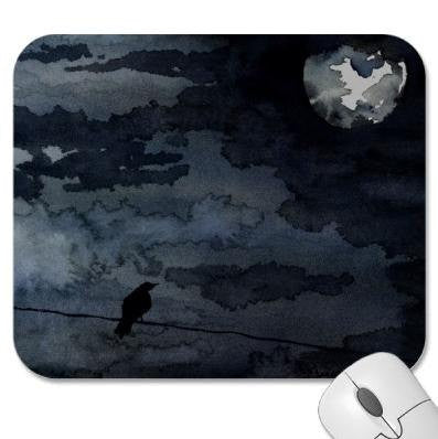 Mousepad - Raven Full Moon Painting - Art for Home or Office Brazen Design Studio Dark Slate Gray