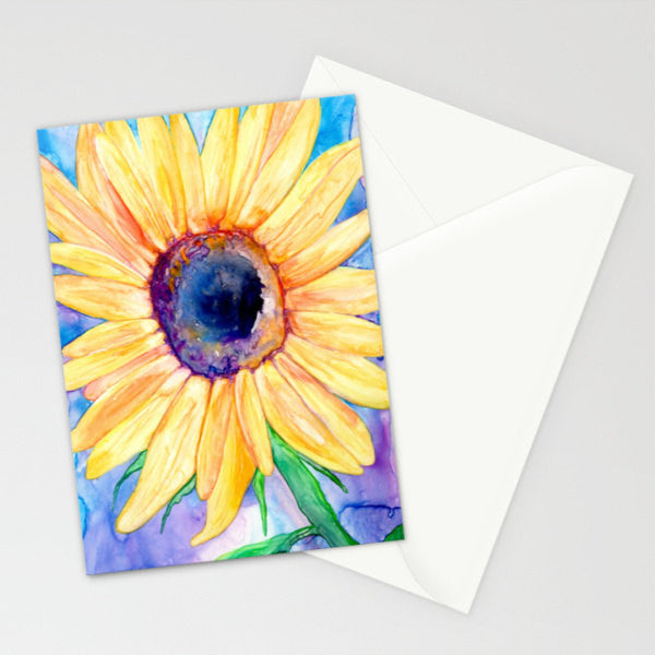 Sunflower Art Card - Orange Yellow Floral Painting Brazen Design Studio Light Goldenrod