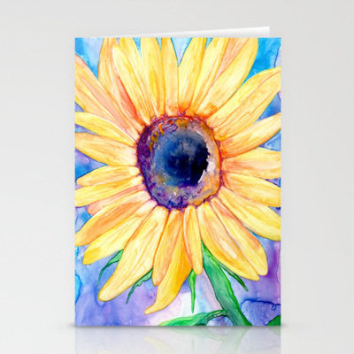 Sunflower Art Card - Orange Yellow Floral Painting Brazen Design Studio Light Goldenrod