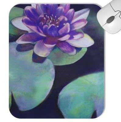 Mousepad - Lotus Lilypad Painting - Art for Home or Office Brazen Design Studio Cadet Blue