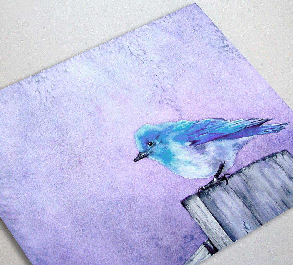 Bluebird Bliss Watercolour Painting Art Card Brazen Design Studio Lavender