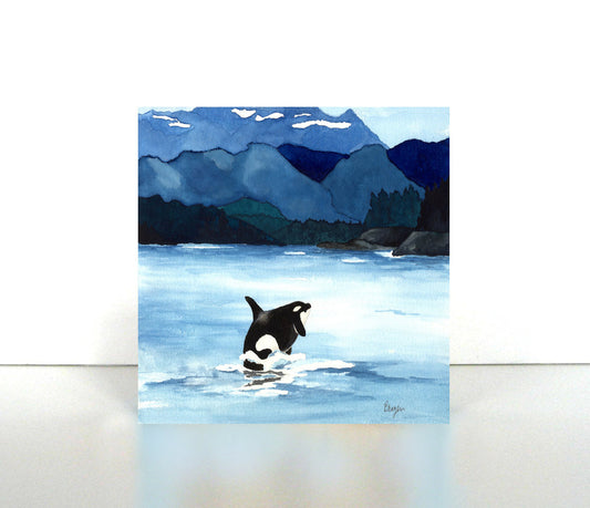 Orca Killer Whale Birchwood or Metal Art Print - Ocean Wildlife Home Decor Brazen Design Studio Dark Slate Blue
