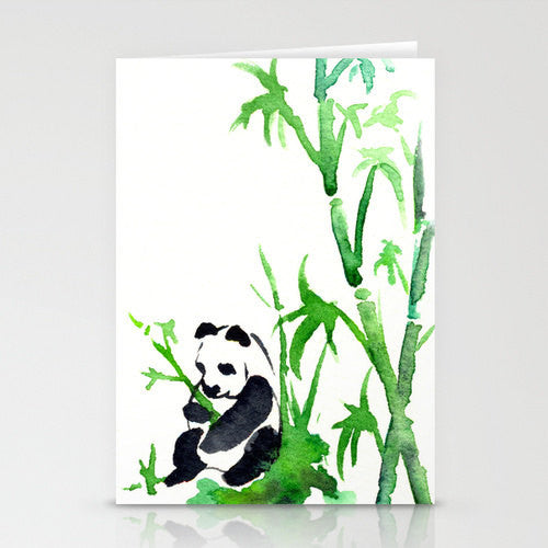 Panda Bamboo - Asian Art Sumi-e Art Card Brazen Design Studio Snow