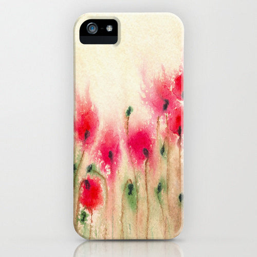 Floral Phone Case Red Poppies - Wildflower Painting - Designer iPhone Samsung Case Brazen Design Studio Light Coral