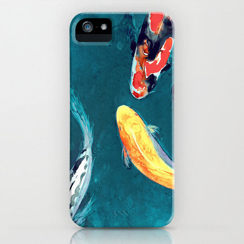 Koi Fish Phone Case - Water Ballet Watercolor Painting - Designer iPhone Samsung Cover Brazen Design Studio Dark Slate Gray