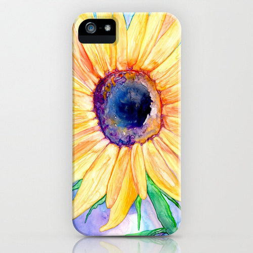 Floral Phone Case - Sunflower Watercolor Painting - Designer iPhone or Samsung Case Brazen Design Studio Light Goldenrod