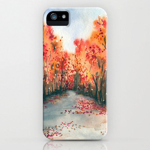 Autumn Journey Phone Case - Landscape Painting - Cell Phone Cover - Designer iPhone Samsung Case Brazen Design Studio Salmon