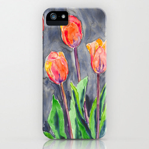 Floral Phone Case - Orange Tulips Case - Floral Painting - Designer iPhone Samsung Case Brazen Design Studio Tomato