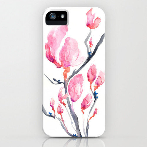 Floral Phone Case Japanese Magnolia - Zen Art - Designer - Designer iPhone 6S Plus or Samsung Case Brazen Design Studio Light Pink