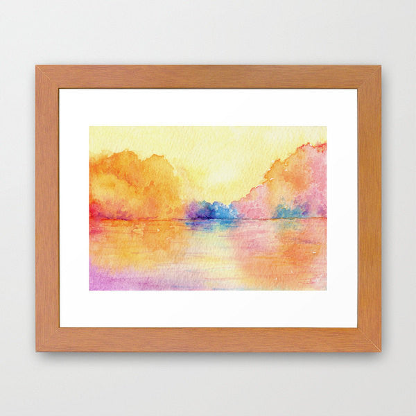 Watercolor Painting - Autumn Reflections - Impressionist Seascape Art Print Brazen Design Studio White Smoke