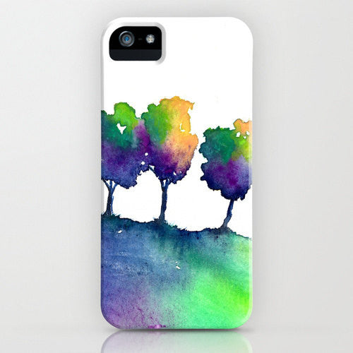 Watercolor Phone Case - Hue Painting Tree Trio Case - Designer iPhone Samsung Case Brazen Design Studio Midnight Blue