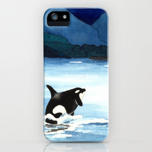 Orca Phone Case - Killer Whale Painting - Designer iPhone Samsung Case Brazen Design Studio Dark Slate Blue