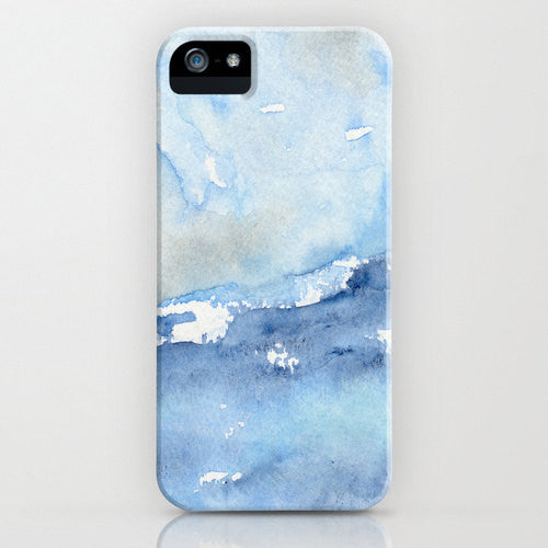 Ocean Wave Phone Case - Watercolor Painting - Tempest - Designer iPhone Samsung Case Brazen Design Studio Light Steel Blue