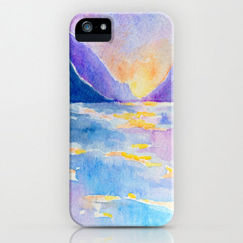 Phone Case Morning Radiance - Sunrise Painting - Designer iPhone Samsung Case Brazen Design Studio Cornflower Blue