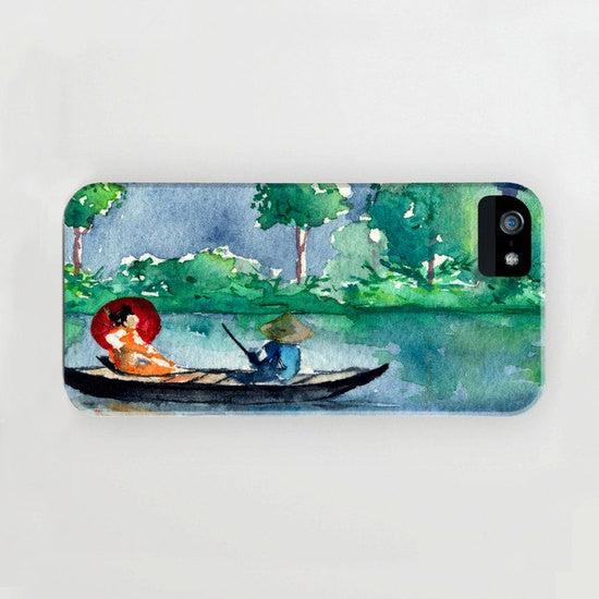 Geisha Phone Cover - Memoirs of a Geisha Painting - Designer iPhone Samsung Case Brazen Design Studio Sea Green