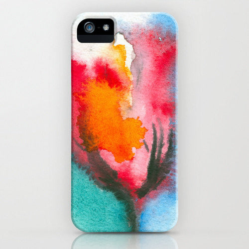Phone Case Floral Phone Case - Watercolor Tulip Flower Painting - Designer iPhone Samsung Case Brazen Design Studio Dark Orange