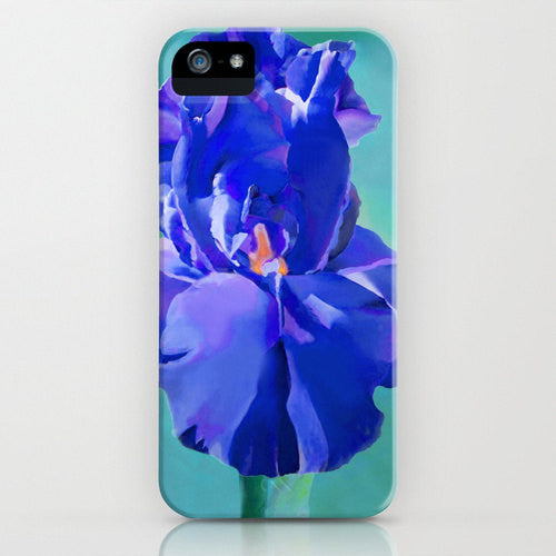 Floral Phone Case - Monet Iris Flower Painting - Samsung Case Brazen Design Studio Medium Blue
