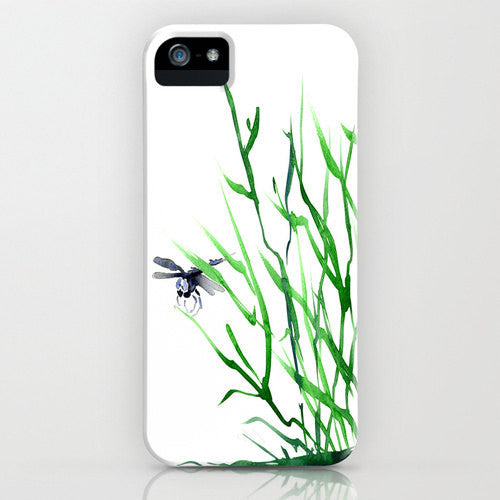 Dragonfly Phone Case - Zen Watercolor Painting - Designer iPhone Samsung Case Brazen Design Studio Beige