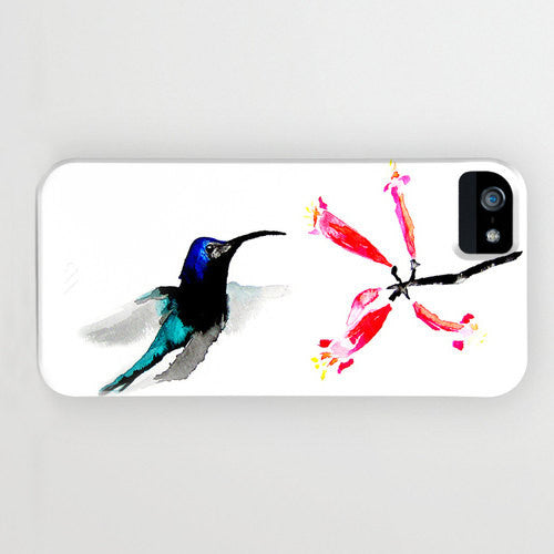 Floral Phone Case - Hummingbird Painting - Designer iPhone Samsung Case Brazen Design Studio Snow