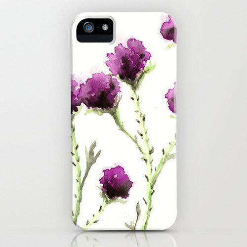 Floral Phone Case - Milk Thistle Painting - Cell Phone Cover - Designer iPhone Samsung Case Brazen Design Studio Rosy Brown