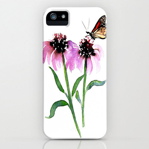 Floral Phone Case Monarch Butterfly - Floral Painting - Designer iPhone Samsung Case Brazen Design Studio Plum