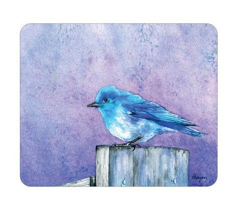 Mousepad - Bluebird Wildlife Painting - Art for Home or Office Brazen Design Studio Light Steel Blue
