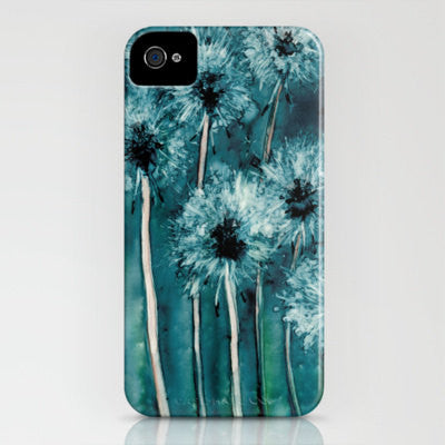 Floral Phone Case Dandelion Wishes Painting - Cell Phone Cover - Designer iPhone Samsung Case Brazen Design Studio Dark Slate Gray