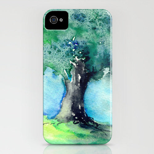 Watercolor Phone Case - Oak Tree Painting - Cell Phone Cover - Designer iPhone Samsung Case Brazen Design Studio Sky Blue